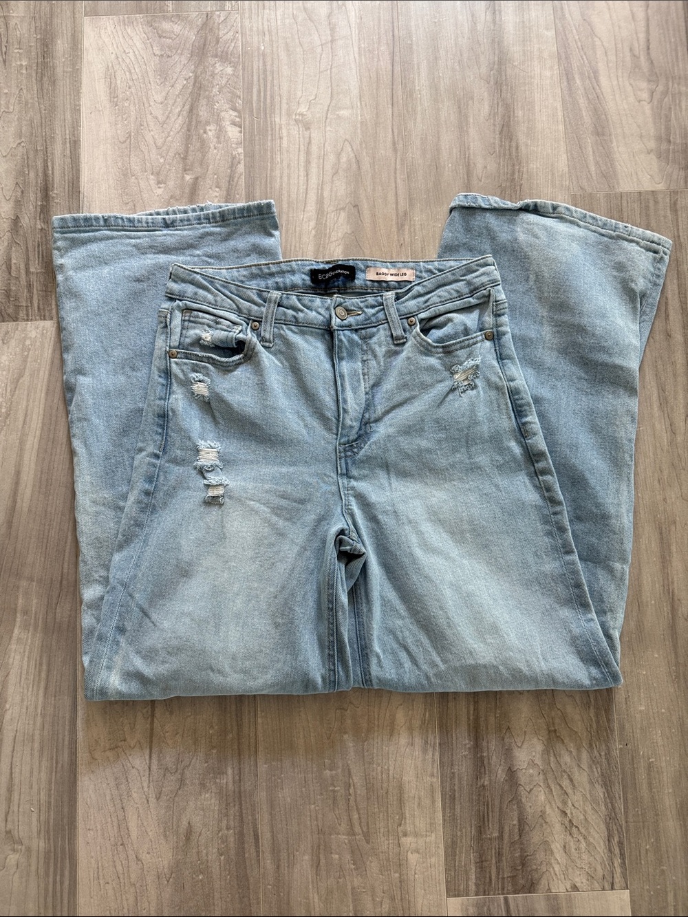 BCBGeneration Light Wash Flare Wide Leg Jeans